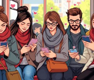 diverse individuals using smartphones